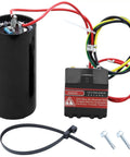 Heavy Duty Hard Start Capacitor Kit For HVAC AC Compressors 189 To 227 Mfd And 208 To 240 Volt with wires, capacitor, and mounting screws.