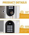 Heavy Duty Keyless Entry Door Lock Featuring Self Locking Function And Secure Electronic Keypad With Antipeep Code Lock, showing window lock details and keypad.
