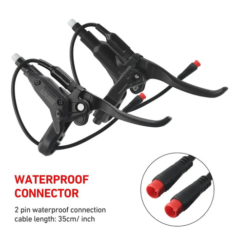 Left And Right Electronic Brake Lever Set For Most Electric Bicycles With Power Off Function GT03, black waterproof connectors