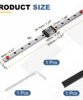 Tough As Nails MGN12C 300MM Linear Guide Rail Kit with dimensions showing sliding carriage block and hex wrench for CNC machines.