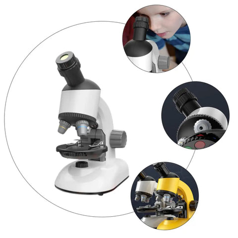 Kid Friendly Rotating High Definition Microscope For Boys And Girls Battery Not Included Educational Science Microscope Set shown with close-up details.