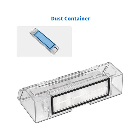 Premium Replacement Dust Box Filter For Xiaomi Robot Vacuum, clear plastic housing with HEPA filter, easy installation.