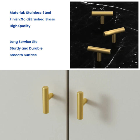 Premium Brushed Brass Cabinet Knobs 2 Inch Dresser Pulls Hardware Set 12 Pack modern round handles on kitchen cabinets.