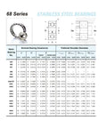 Killer High Temperature Thin Section Ball Bearings Full Complement Design Model TB6803 dimensional chart with measurements.