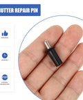 Tough As Nails Window Shutter Repair Pins Heavy Duty Iron And Pp Replacement Set Black 50 Piece Pack shown in hand.