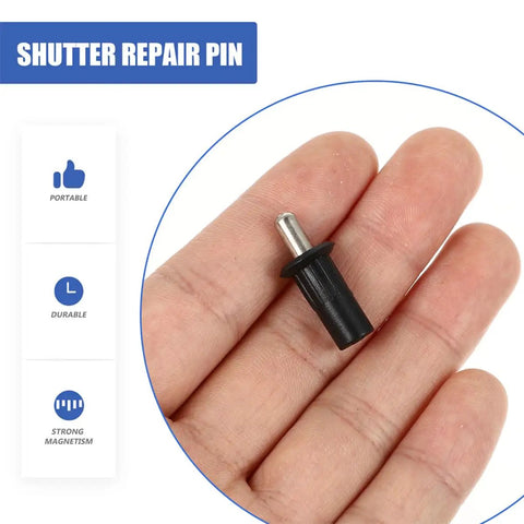 Tough As Nails Window Shutter Repair Pins Heavy Duty Iron And Pp Replacement Set Black 50 Piece Pack shown in hand.