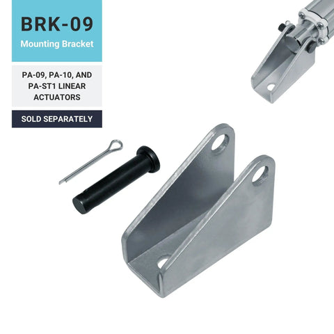 BRK-09 mounting bracket for Hella Tough 12V IP66 Waterproof Linear Actuator, featuring steel construction and included pin.