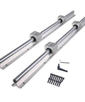 Top Shelf SBR16 Linear Rail Kit Featuring Two 500 mm Full Supported Shafts and Four Square Carriage Blocks for DIY CNC Router.