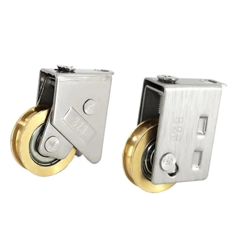 4 Pack Heavy Duty Sliding Screen Door Rollers With Stainless Steel Track Wheels And Copper Bearing Pulleys close-up view of rollers