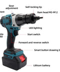 Heavy Duty Workhorse Cordless Rivet Nut Tool With Brushless Motor And Built In Led Light Hassle Free Blind Riveter for M3-M12 fasteners with features.