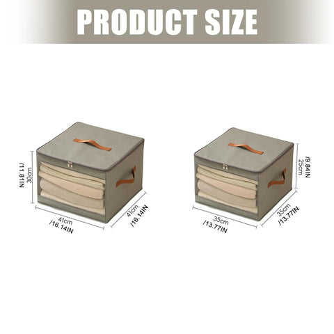 Heavy Duty Extra Large Storage Bins Foldable Moisture Resistant Moving Bags With Clear Window stacked showing size dimensions.