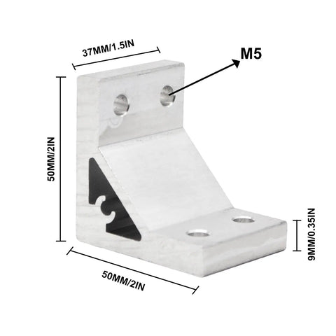Heavy Duty 2040 Aluminum Profile Corner Brackets Kit Featuring M5 T Slot Nuts And Hex Socket Cap Screws For Hardcore Rigid Snug Fit Diy Workshop Framework Assembly, close-up of aluminum bracket