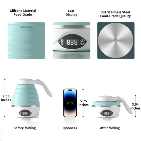 Collapsible Travel Electric Kettle Portable Foldable Water Boiler For Tea And Coffee Dual Voltage 110V 220V 850W BPA Free