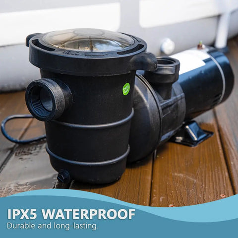 High-Octane 1.5 Horsepower Self Priming Pool Pump Engineered for Rock Solid Performance in Above Ground Swimming Pools Spas and Hot Tubs Featuring 5400 GPH Flow and Massive 1.5 Inch Strainer.