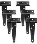 Six Pack 4 Inch T Strap Hinges Built Tough Rustic Black For Windows, Fences, Barn Doors And Gates, Rustproof, Quiet Operation