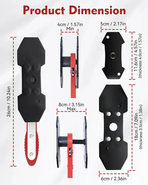 Witaxima brake caliper compression tool with red handle and extra 2 large plates (1.57-2.95 in), plus 4 hanger hooks