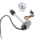 Shop Grade Fuel Sender And Gauge Kit Featuring 240 To 33 Ohm Resistance With IP67 Waterproof Rating And Slick White Dial For Trucks Rv Tanks, showing fuel gauge, sender unit, and wiring.