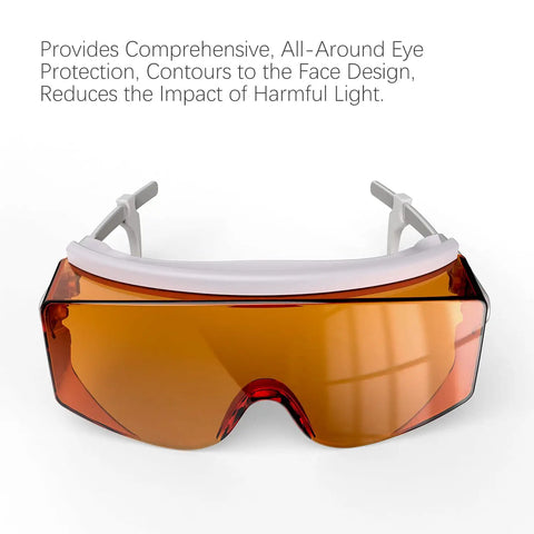 Top Shelf Laser Safety Glasses With Od6 Plus Uv400 Filter For Tattoo And Pmu Removal Techs in orange tint with adjustable sides.