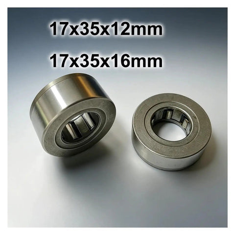 DX35X17X16 One Way Needle Roller Bearing Clutch Heavy Duty Corrosion Resistant Steel showcasing two sizes 17x35x12mm and 17x35x16mm.