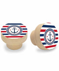 Top Shelf Beech Wood Cabinet Knobs Set Two Piece One Point Four Inch Sturdy Wooden Drawer Pulls For Kitchen Cupboard Dresser with nautical design.