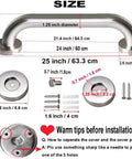 Built Tough 24 Inch Shower Grab Bars 2 Pack, stainless steel dimensions and hardware details for mounting installation.