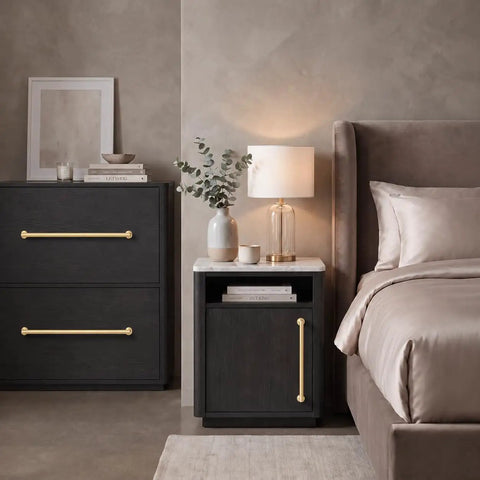 2 Pack Of 6 Inch Matte Gold Cabinet Pulls With Brushed Satin Finish For Kitchen Cabinets And Bathroom Drawers Featuring A Solid Zinc Alloy Build displayed on furniture.