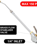High Flow Industrial Air Blow Gun With Extensible 24 Inch Nozzle featuring brass flow stabilizer valve and 1/4 inch inlet