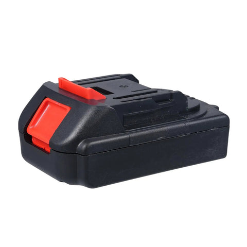 Heavy Hitter 21V Cordless Drill With 55Nm Badass Torque And Dual Speed Switches battery pack with red and black design.