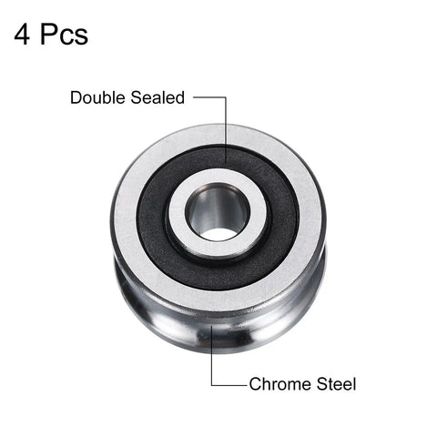 SG25 U Groove Track Guide Bearings Featuring 8mm Inner Bore And 30mm Outer Diameter With 14mm Width Crafted From Gcr15 Steel To Roll Like Butter On Heavy Duty Motion Control And Linear Rail Sets, double sealed chrome steel design.