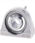 Heavy Duty Stainless Steel Spherical Insert Ball Bearing With Housing And Rust Resistant Self Aligning Design Built Tough For Humid Conditions and Reliable Shop Floor Operations, close-up view.