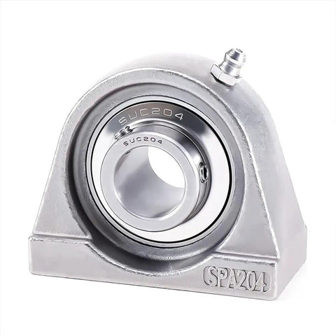 Heavy Duty Stainless Steel Spherical Insert Ball Bearing With Housing And Rust Resistant Self Aligning Design Built Tough For Humid Conditions and Reliable Shop Floor Operations, close-up view.