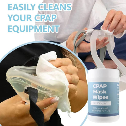 CPAP Mask Wipes canister, unscented, 160 wipes, for cleaning CPAP mask and accessories.