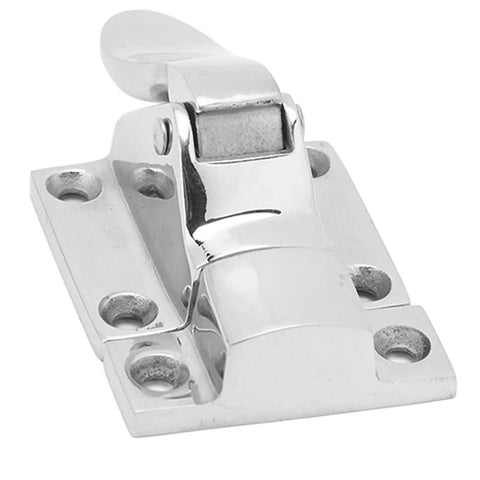 Rock Solid 316 Stainless Steel Marine Latches Lockable Door Clamps For Boats Yachts And Rv Heavy Duty Hatch Catches With Mirror Polish Finish, close-up view of latch.