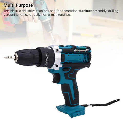 21V Brushless Cordless Drill Driver Featuring Variable Speed And 10mm Chuck Capacity, side view showing grip and chuck for DIY tasks.