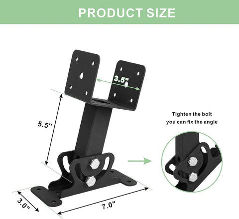Hella Adjustable Roof Riser Beam Brackets 3 Piece Kit Rock Solid Black Metal Mounts For Patio Pergola And Gazebo Setup Zero To One Eighty Degree Pivot Hardware size dimensions 5.5x3.0x7.0 inches