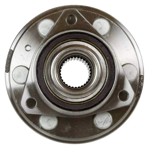 Rough Roads Handle Easy With This Slick Polished Wheel Hub And Bearing Assembly Featuring Abs Sensor For Cadillac Srx 2010 To 2016 Six Lug Front Rear Pair Built Tough - Front view of polished wheel hub with bearing.