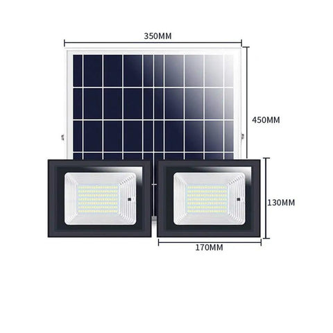 Solid Solar Flood Light With A Kickin Brightness Setup And Zero Sweat Weather Proofing For Your Patio Decks And Yard Upgrades Including remote controls beside solar panel.