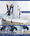 Rock Solid Folding Electric Patient Transfer Lift 440 Lbs Capacity Built Tough For Effortless Floor To Bed Transfers Heavy Duty Mobility Aid with user positioned for transfer.