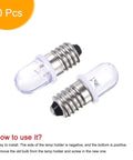 Tough As Nails E10 Screw Base LED Bulbs With Crisp White Glow DC 4.5V 0.25W Miniature Lamps easy swap in 10 pack shown.