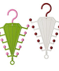 Vertical Closet Storage Hanger With Double Sided V Shaped Hook For Belts Scarves Hats And Ties, green and white color options.