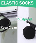 Elastic socks covering suitcase wheels for protection, part of Replacement Luggage Wheel Set With Eight Rubber Swivel Caster Wheels 1.97 By 0.55 Inches 50 By 14 Millimeters Includes Four Wheel Cover Socks Axles And Repair Kit For Luggage Bags And Trolley Case Durable High Quality Ball Bearing Design For Smooth Roll.