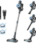 Cordless Vacuum Cleaner With Self Standing Design And LED Display 6 In 1 Rechargeable Upright Vacuum for Home in black with attachments