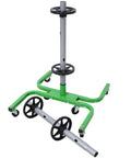 Heavy Duty Rolling Tire Tree Stand With Wheels For Garage Workshop Storage Holds Up To 275 Lbs showing green steel frame with wheels.