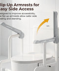 Built Different Toilet Safety Rail With Glow Handles And Flip Up Arms For Seniors And Disabled Featuring 450 Lbs Support And No Wobble Design for easy side access with flip-up armrests