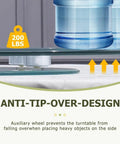 Top Shelf Heavy Duty Tempered Glass Lazy Susan Turntable showcasing anti-tip design with 200 lbs weight capacity.