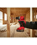 Rugged Brushless Compact Cordless Drill Driver Delivers Serious Kick Rock Solid Metal Construction And Maximum Torque For Tight Worksite Grinds Sold As Bare Tool in use drilling wood.
