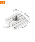 M6 T Slot Nuts 12 Pack Tough As Nails Carbon Steel Hardware Quick Slide Nickel Plated Tee Fasteners for Aluminum Extrusion Profile 3030 Series Solid Build Kit dimensions showing 16x16x6 mm size