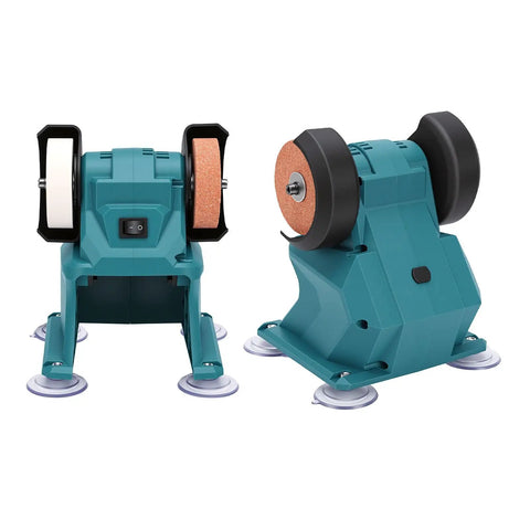 Heavy Duty Mini Bench Grinder With Full Throttle Copper Motor And Two Versatile Corundum Wheels for efficient sharpening and polishing.
