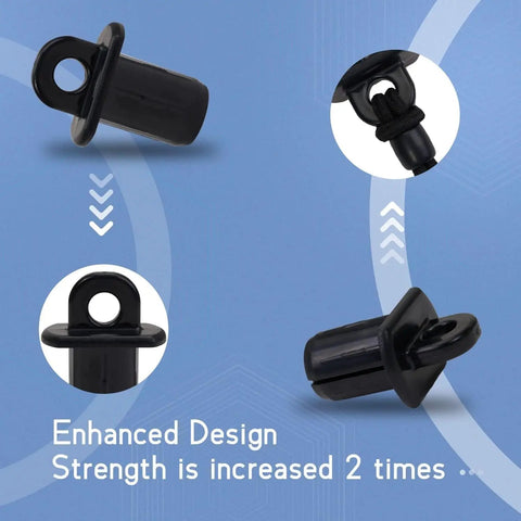 Kickass Sunshade Replacement Bungee Tie Down Kit With End Covers 3 Pack For Outdoor Roller Blinds showing black plastic ball mounts from multiple angles.