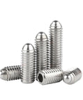 Built Tough 304 Stainless Steel Spring Ball Plunger Set Screws M8 X 40Mm Hex Socket Allen Drive Grade 12.9 Black Industrial Precision Positioning Hardware 5 Pack displayed.